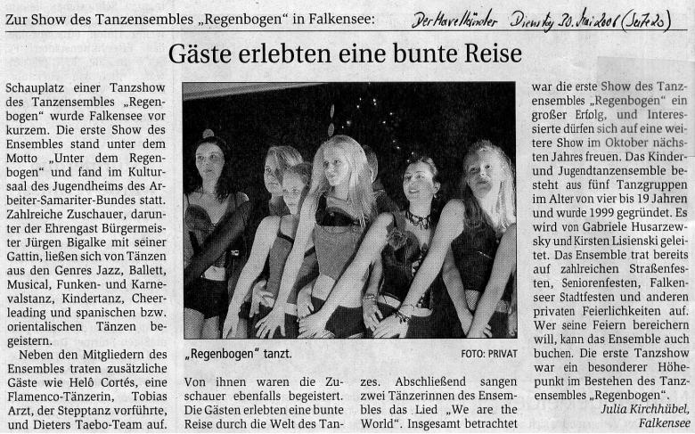 (Märkische Allgemeine vom 30.05.2006 zur ersten Tanzshow)