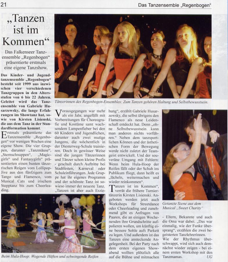 (Falkenseer Stadtjournal, Ausgabe 6 / 2006, zur ersten Tanzshow)